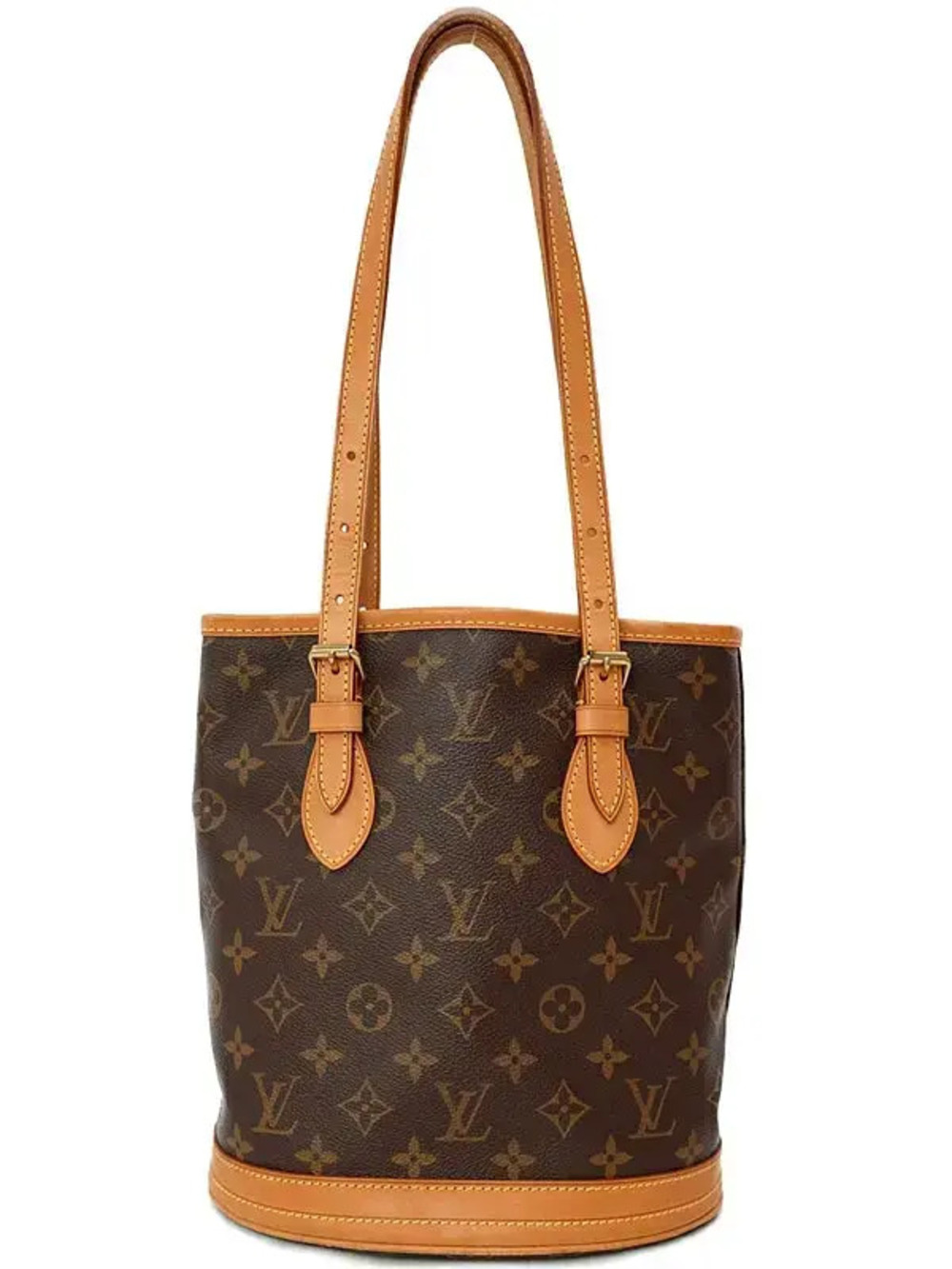 Louis Vuitton Monogram Bucket Shoulder Bag Canvas Leather Brown